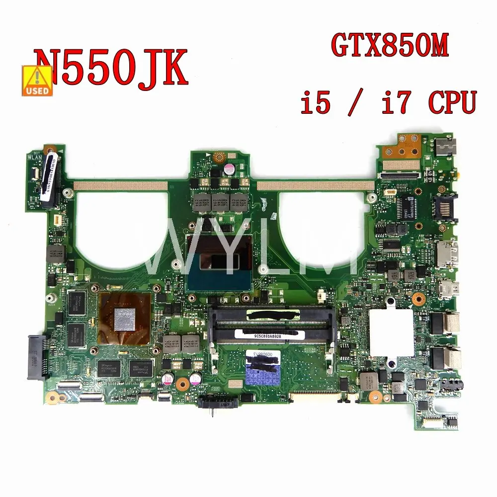 

N550JK GTX850M/2G i5/i7CPU notebook Motherboard REV2.1 For Asus Q550JV N550J N550JV N550JK N550JX Laptop Motherboard 100%Tested