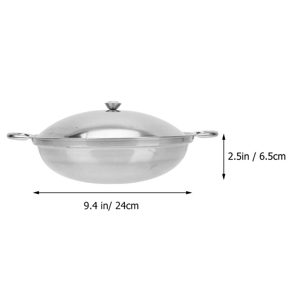 

Stainless Steel Wok Pan Lid Double Handle Everyday Pan Nonstick Frying Pan Shabu Pot Seafood Cookware Fits All Stoves