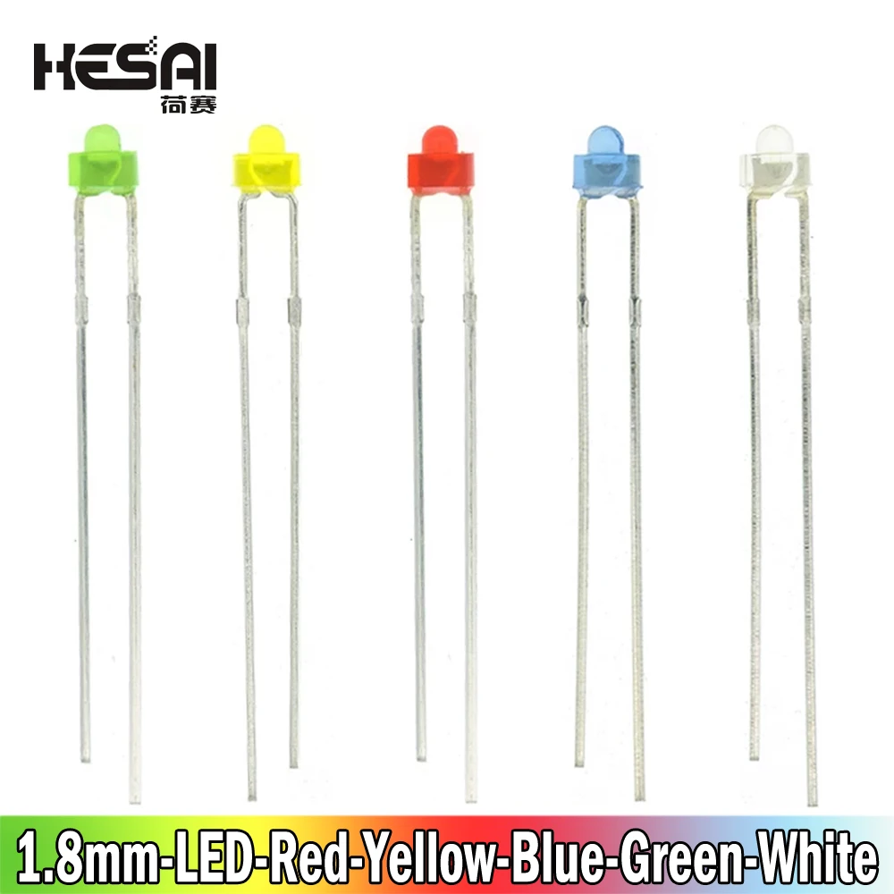 100PCS 1.8mm LED Diode Light Diffused Assorted Kit Green Blue White Yellow Red COMPONENT DIY New Original 100pcs 2n2222 2n2222a to 92 to 92 transistor new original