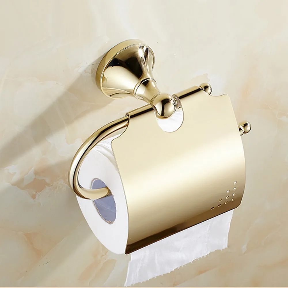 Luxury Gold Color Brass Wall Mounted Bathroom Accessories Set Towel Bar Soap Dish Robe Hook Toilet Paper Holder azh114