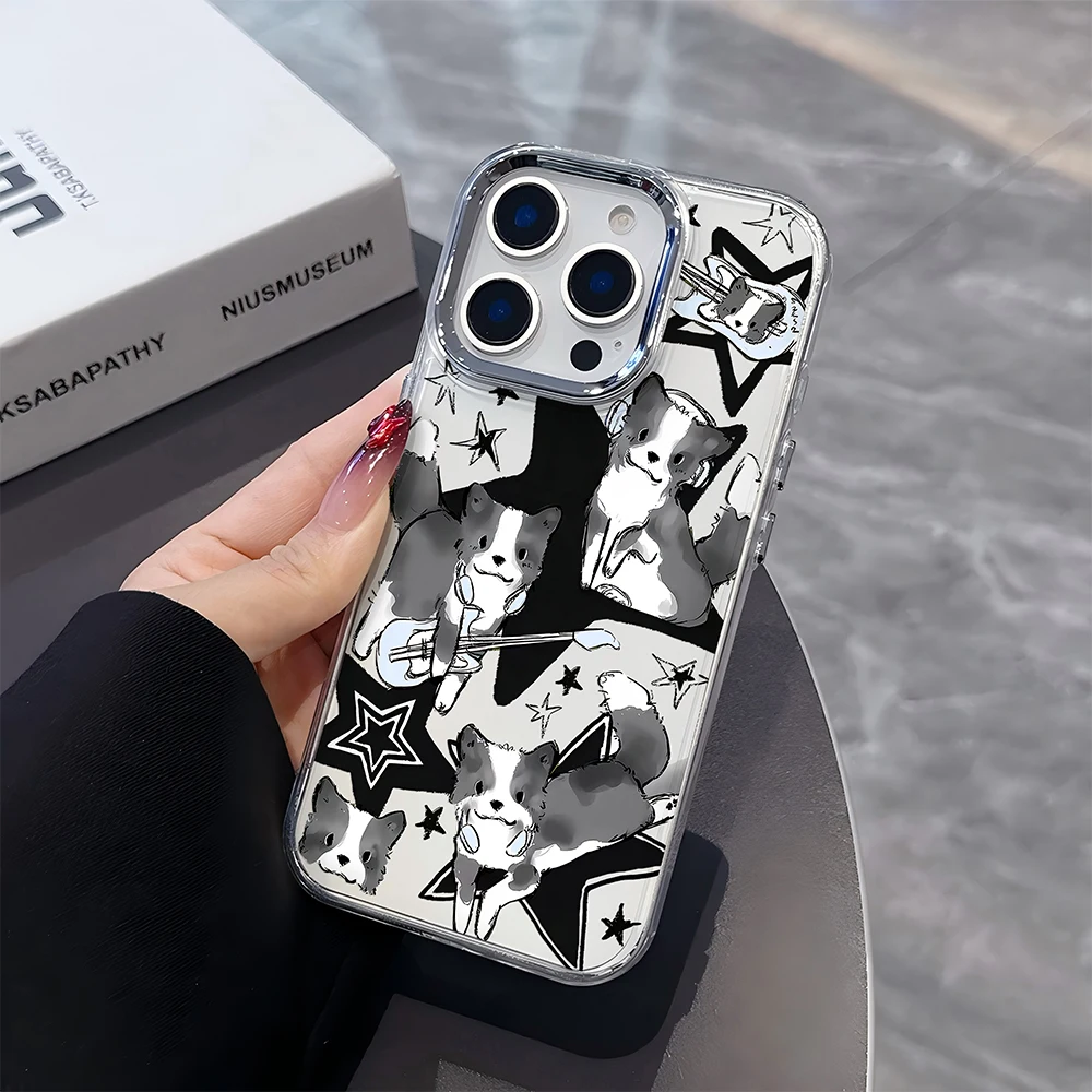Elegant Black Lines Guitar Cat Design Phone Case