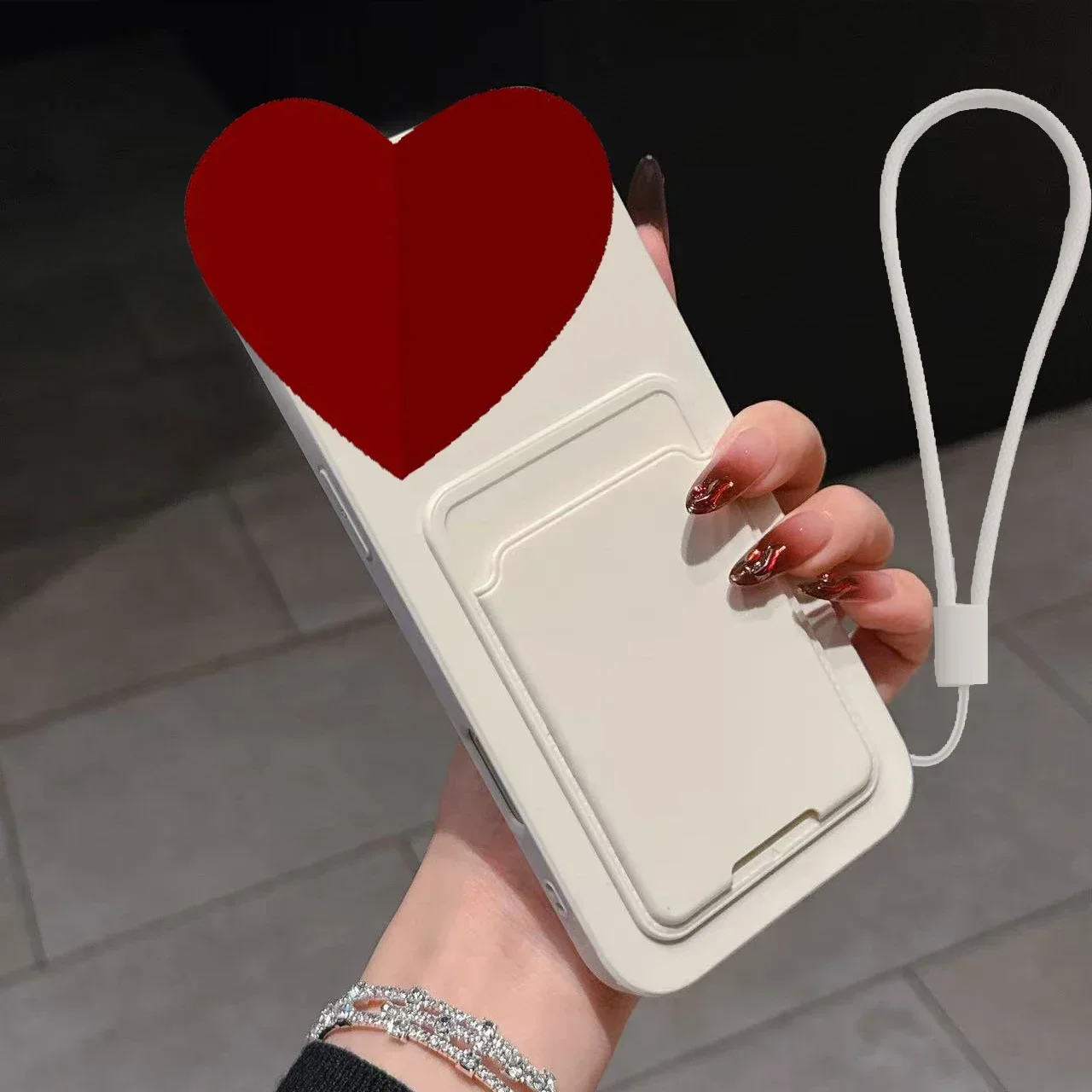 Liquid Silicone Card Holder Phone Case with Shockproof Back Pocket Wallet