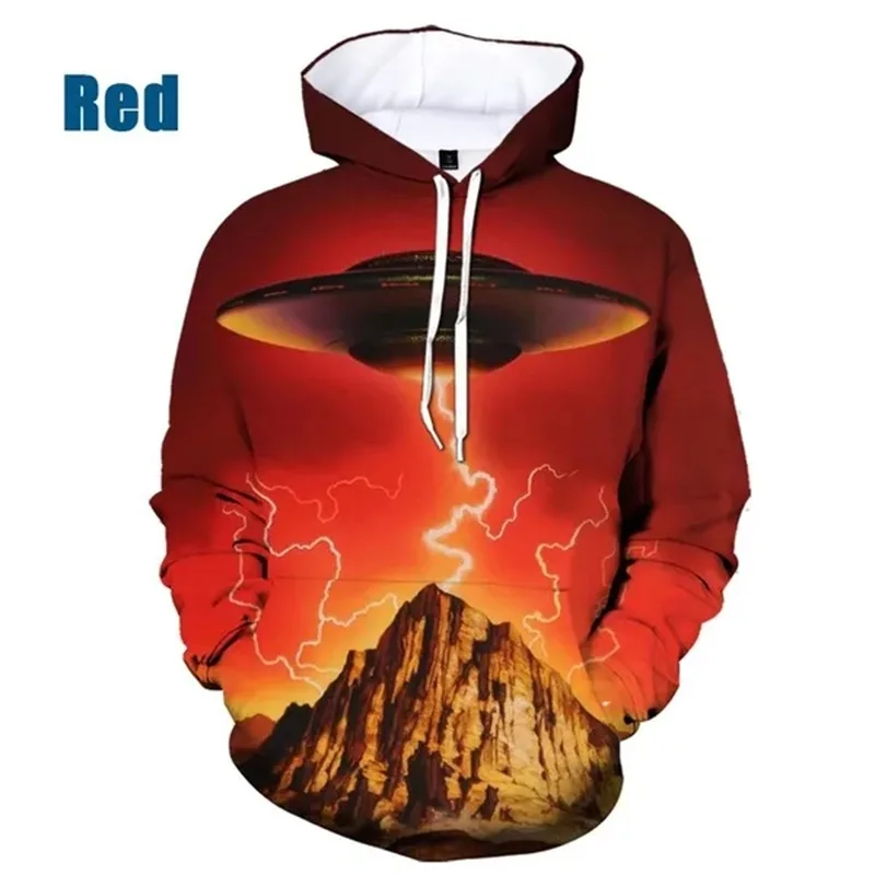 Nueva moda 3D Impresión OVNI Sudaderas con capucha para hombres Suéteres de gran tamaño Sudaderas con capucha Primavera Otoño Ropa de calle Sudadera con capucha Ropa de diseñador para hombres