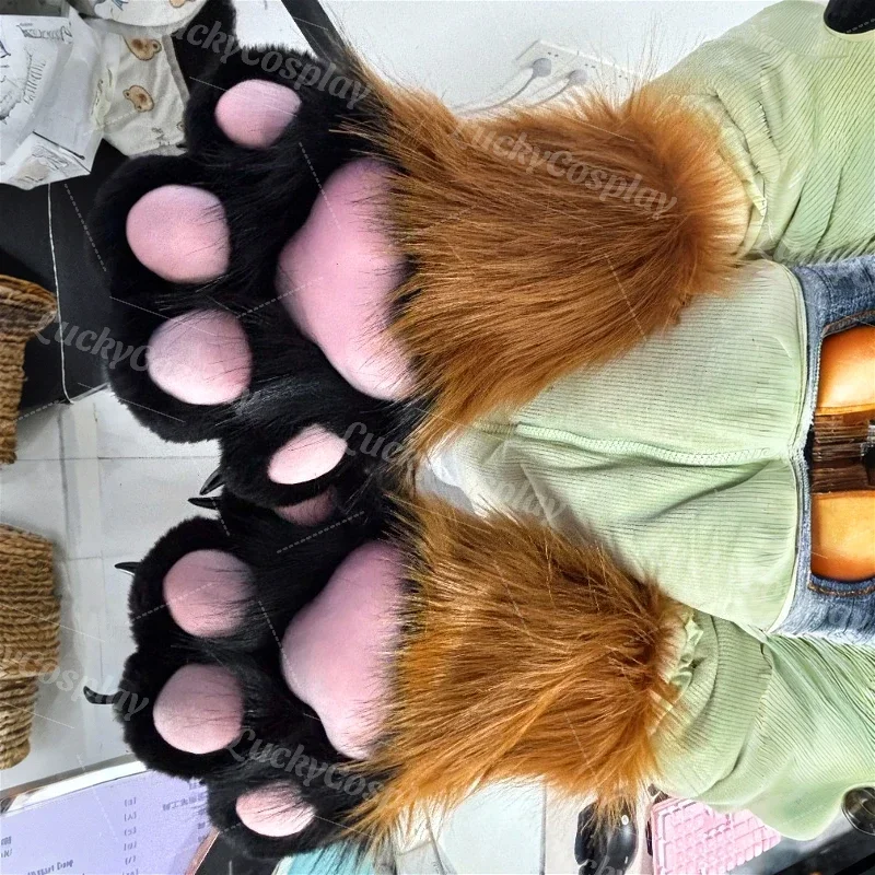 Furry Cat Squawk Paws Gloves Fursuit Cosplay Kigurumi Cartoon Plush Animal Nail Claws Full Finger Mittens Story Tell Original cosplay costumes cosplay gloves