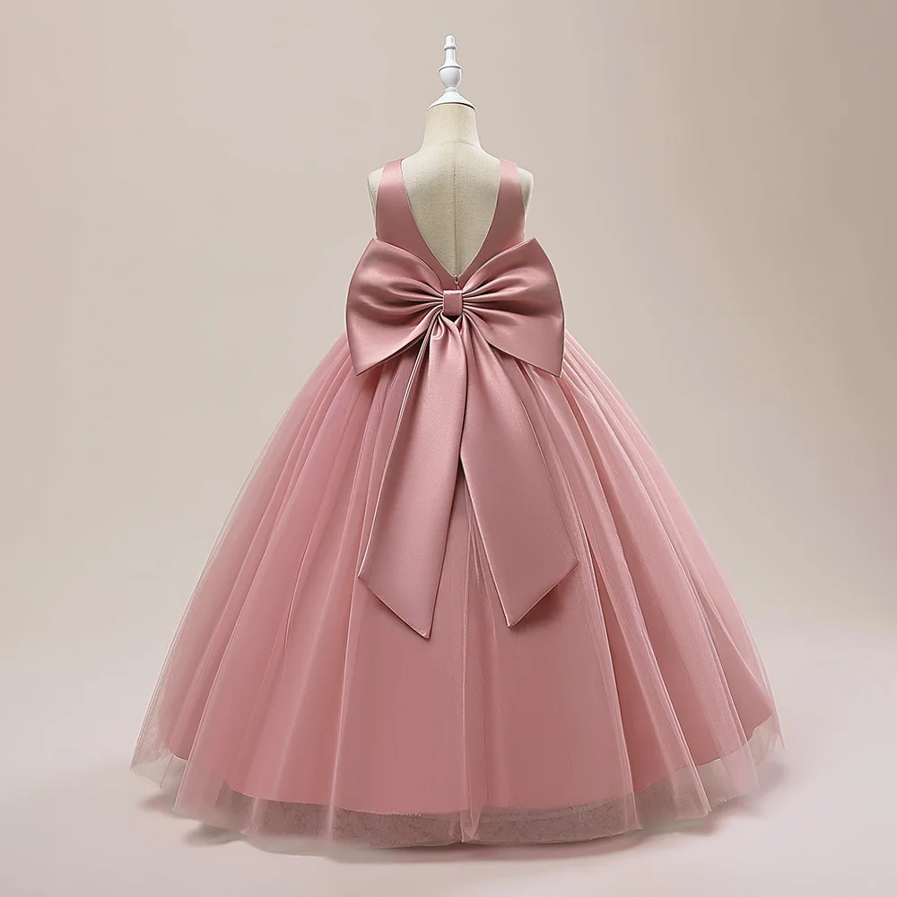 Elegante Mädchen Lange Abend Party Kleid Kinder Hochzeit Prinzessin Kleid Mädchen V-ausschnitt Vintage Geburtstag Kleider Kinder Mode Kostüme – Detail 3