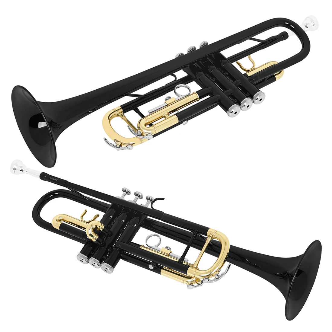 Black Bb Standard Trumpet Set Brass Student Beginners Trumpet Instruments with Box 7C Blowing Nozzle Gloves Cleaning Kit