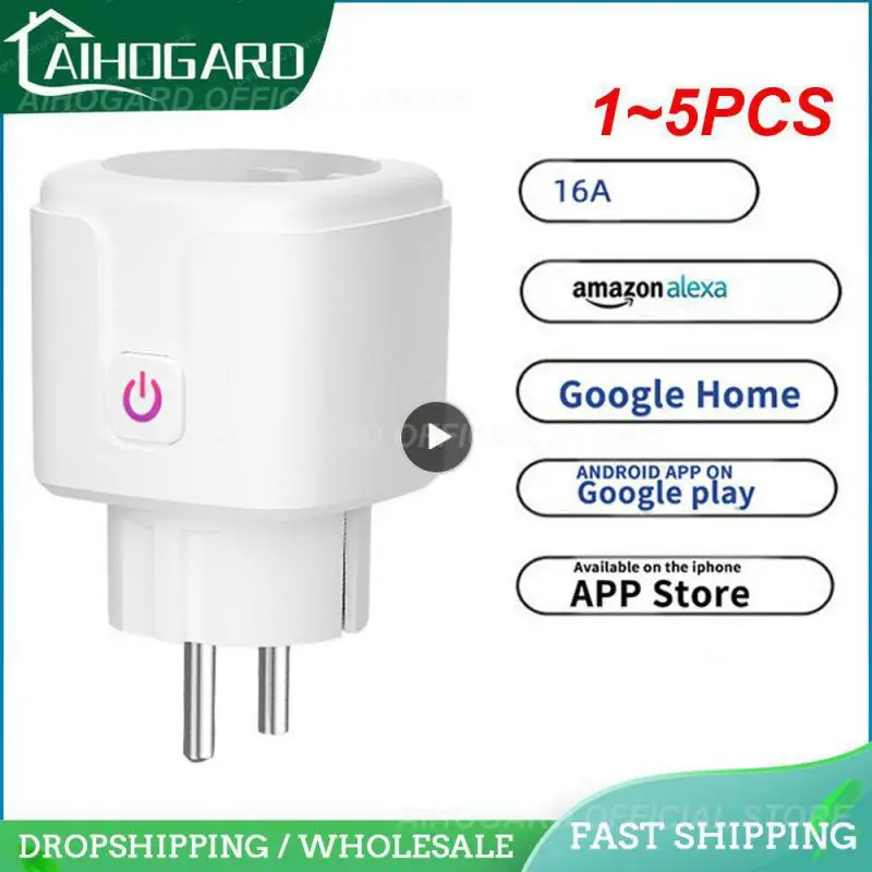 

1~5PCS Smart WiFi Plug Adaptor 16A Remote Voice Control Power Monitor Socket Outlet Timing Function work with Alexa Home