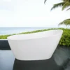 Glossy Acrylic Freestanding Soaking Bathtub with Chrome Overflow and Drain 4