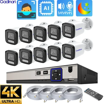 Gadinan 10CH CCTV Security Camera System IP Poe Home Face Video Surveillance 4K 4Mp 8Mp Kit Two Way Audio Ai Outdoor XMEye APP 1
