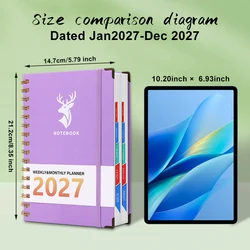 Weekly & Monthly Spiral Planner with Deer Logo - A5 Notebook Agenda Diary Calendar Organizer - A5 (Purple)
