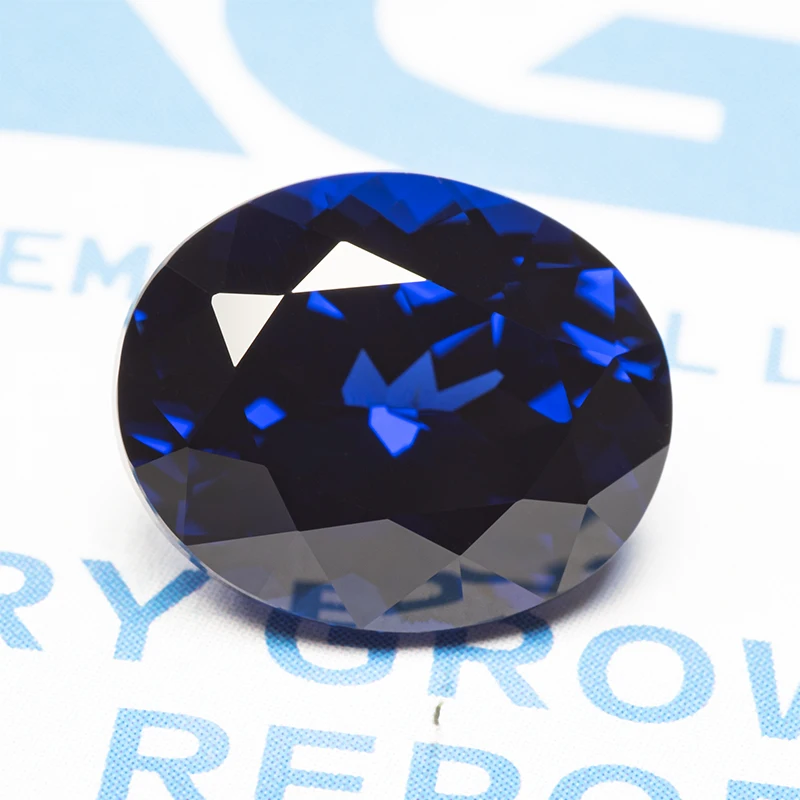Lab Grown Sapphire Oval Shape Royal Blue Color VVS1 Gemstone for Charm Diy Jewelry Making Bracelet Selectable  AGL Certificate