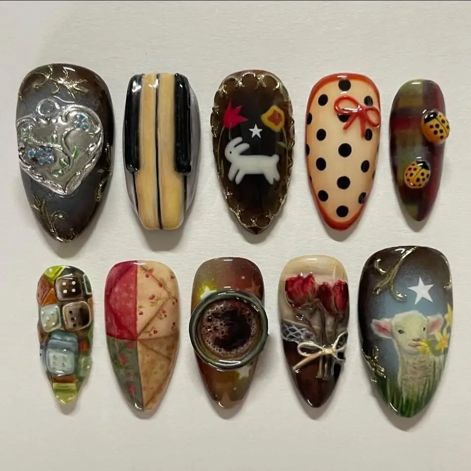 24PCS Almond Press on Nails Fantasy Unicorn Moon Castle Patterns False Nail Tips Aurora Purple False Nails Set Wearable Manicure 3 24PCS Almond Press on Nails Fantasy Unicorn Moon Castle Patterns False Nail Tips Aurora Purple False Nails Set Wearable Manicure - Image 3