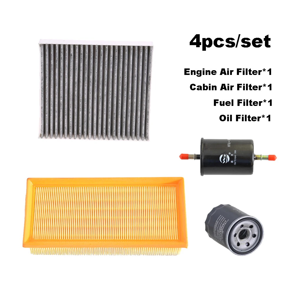 

4pcs Filter Set For Senova BAIC D20 2014-2018 1.3/1.5L X25 2015-2020/ Beijing E-Series Cabin A/C Fresh Air Fuel Oil Filter Kits