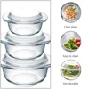 Glass Dish With Lid Heat-resistant For Food Serving 4