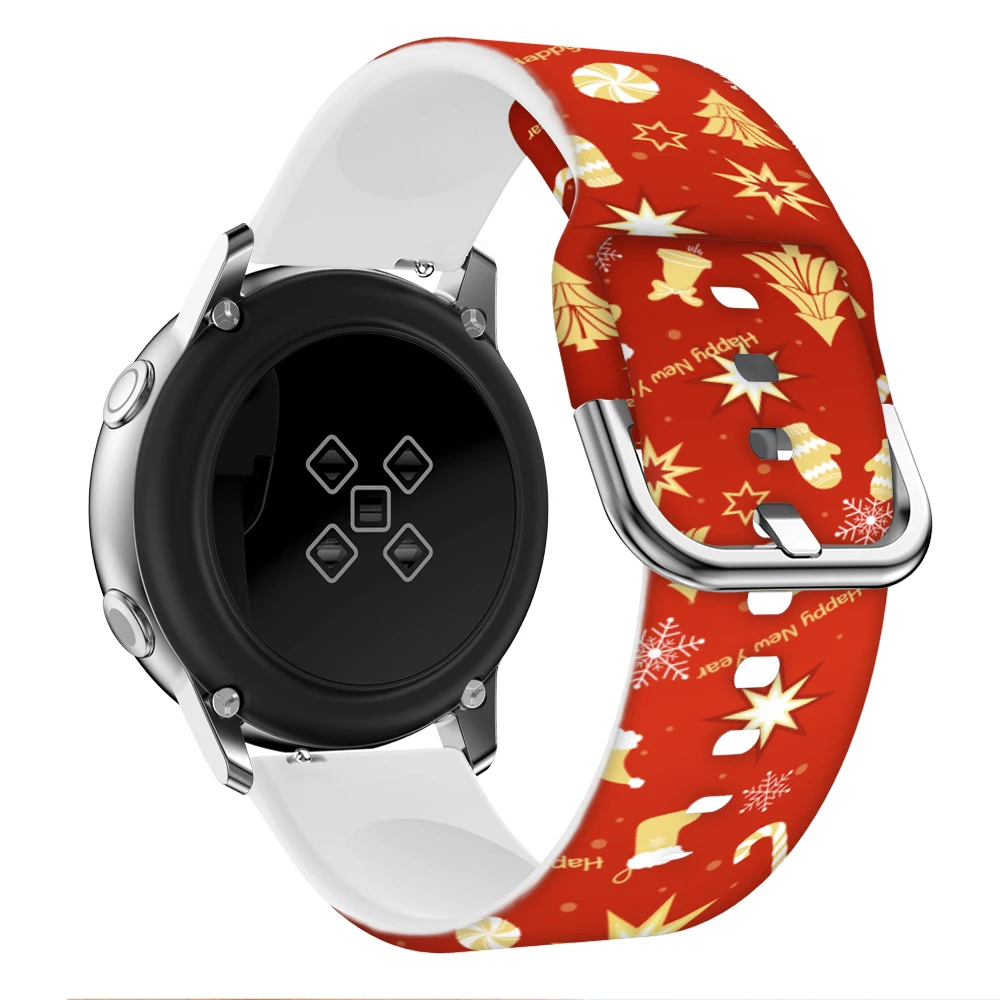 Christmas-Themed Silicone Watch Strap with Festive Prints