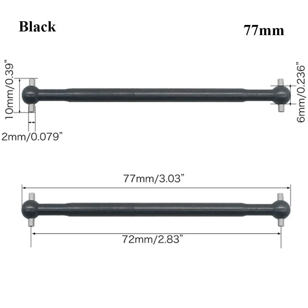 2 Pack 61mm (2 3/8") Drive Shaft Dogbone Axles For 1:10 Scale RC Cars & Trucks
