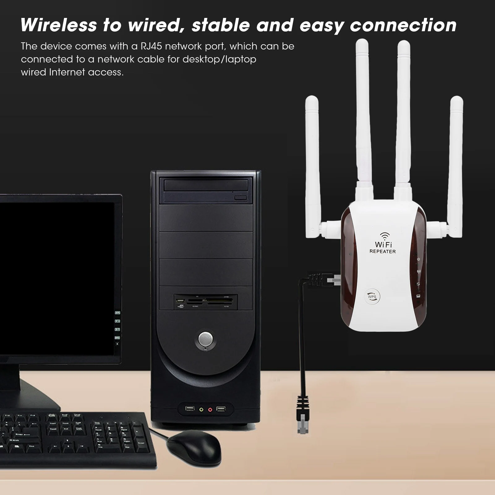 WiFi 범위 확장기 300Mbps 4 안테나 무선 신호 중계기 증폭기 가정용 호텔 무선 신호 중계기