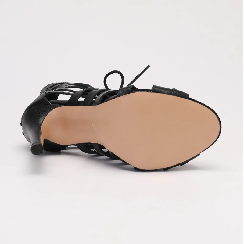 2023 New Fashion Women Black High Heels Peep Toe Boot Stilettos Jazz Dance Female Shoes Latin Dancing Booties Big Size 3