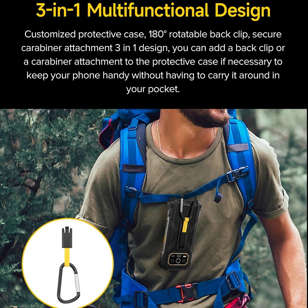 For Ulefone Armor 27 / 27 Pro / 27T / 27T Pro Back Clip Phone Case with Carabiner TPU + PC Case Protective Cover