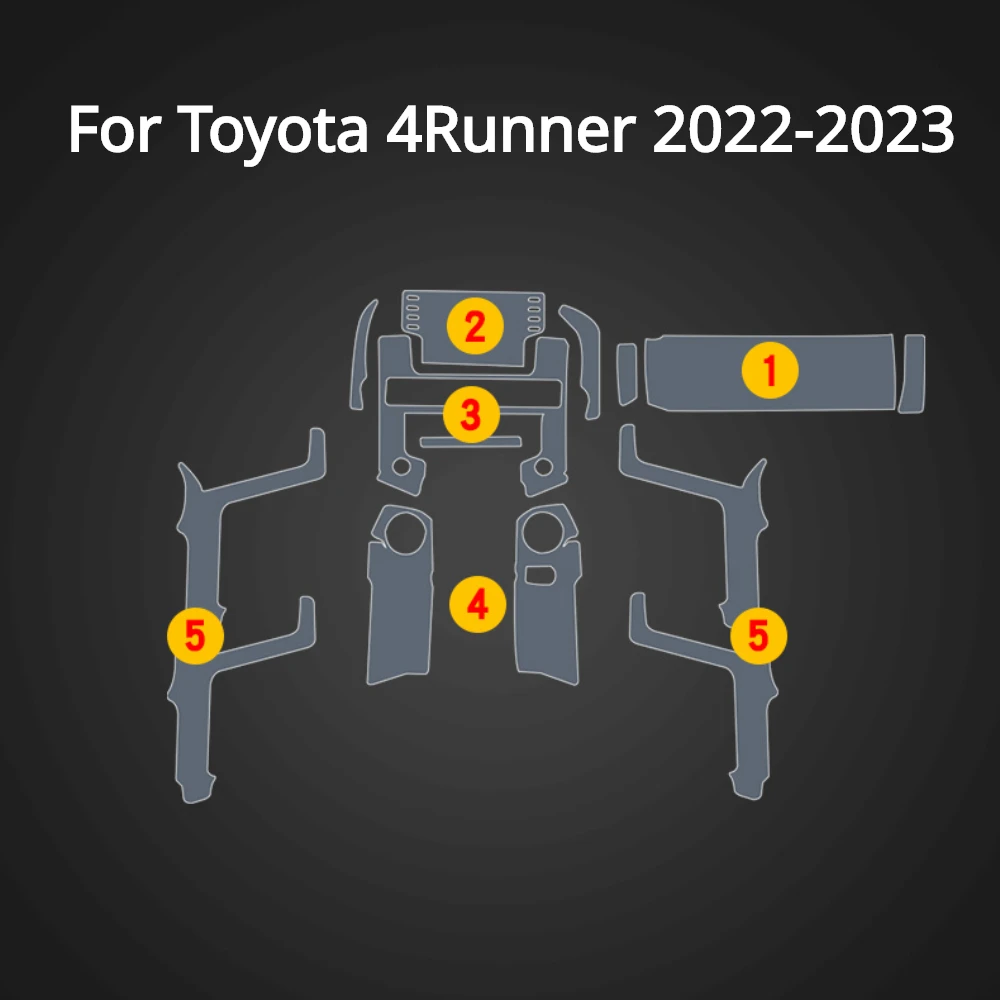 도요타 4 러너 2022-2023 용 투명 TPU 기어 패널 센터 콘솔 스크래치 방지 개조 스티커 필름, 인테리어 액세서리