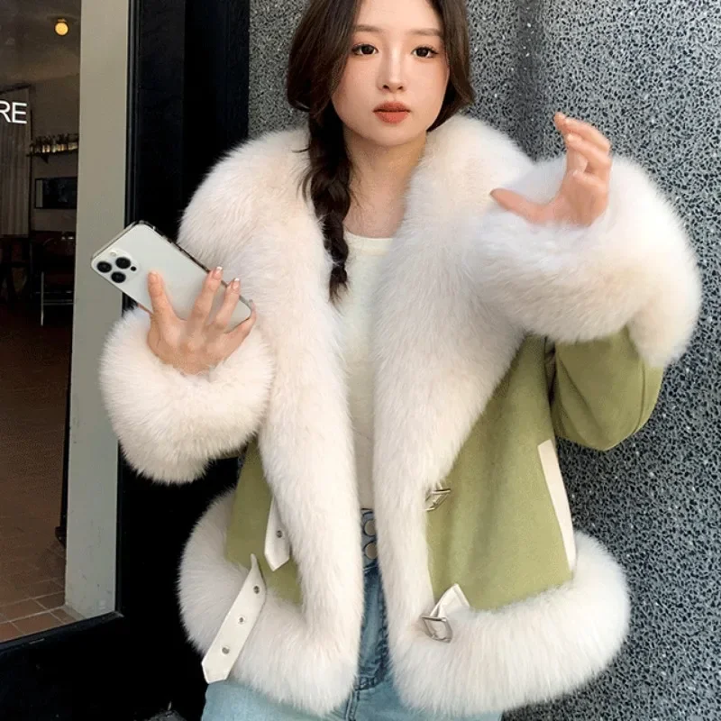 Down Jacket Fur in One 2023 New Winter Imitation Fur High-end Fashionable Short Jacket for Women's