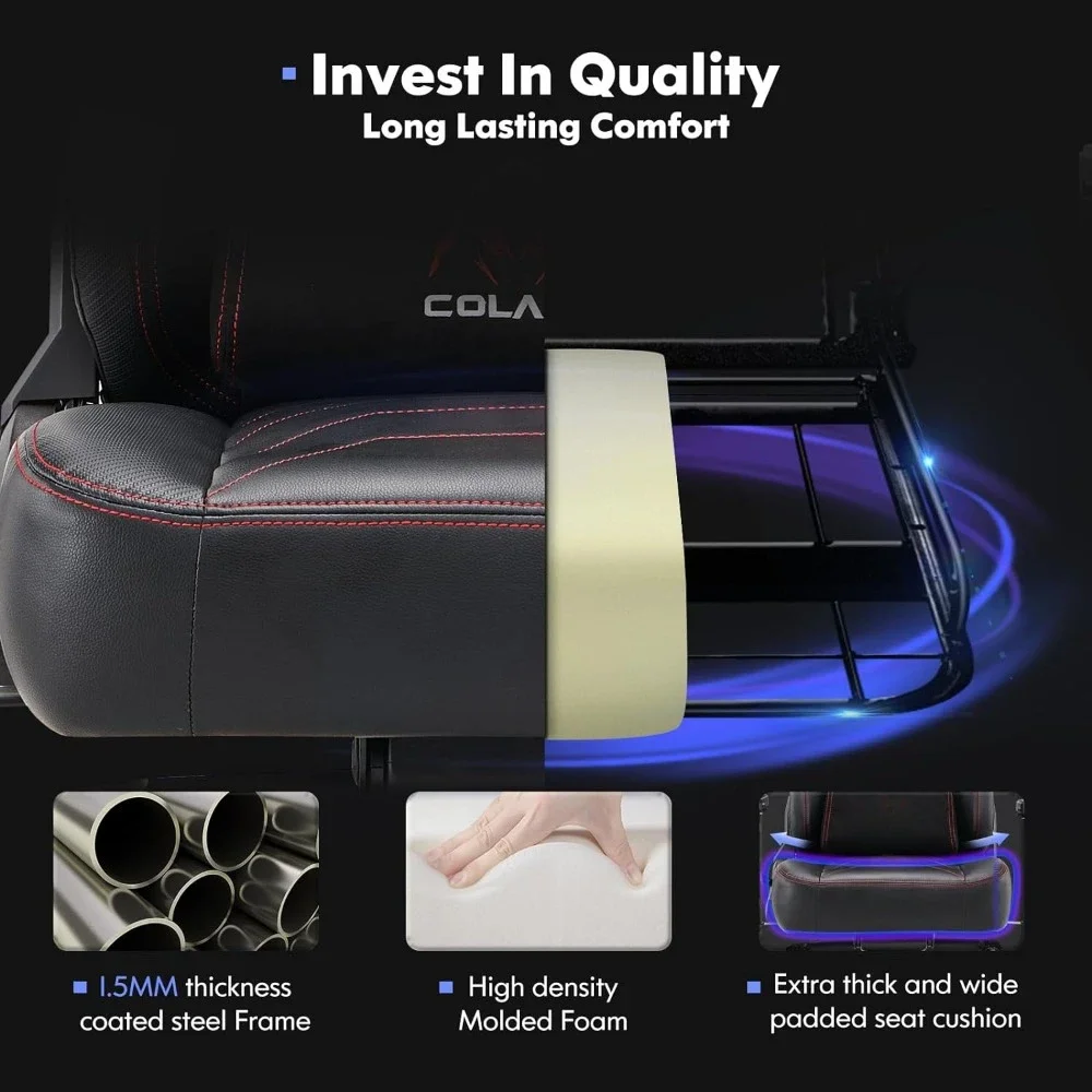 Big and Tall Gaming Chair 350lbs-Racing Computer Gamer Chair, Ergonomic Office PC Chair with Wide Seat, Adjustable 4D Armrest 5