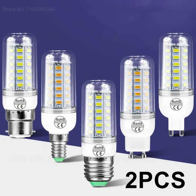 2PCS E27 Led 램프 전구 E14 Led 촛불 전구 B22 옥수수 램프 Led 7W 12W 15W 20W 25W AC220V Bombilla 샹들리에 조명 240V