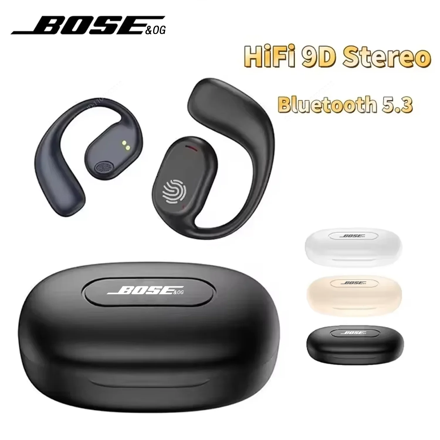 BOSE&OG Bone Conduction Earphones Sports Bluetooth 5.3 Wireless Earbuds HiFi 9D Stereo Waterproof TWS Touch Control Noise Cancel