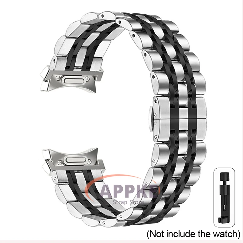Sleek Stainless Steel Smartwatch Band - Gap-Free Quick Fit Metal Strap