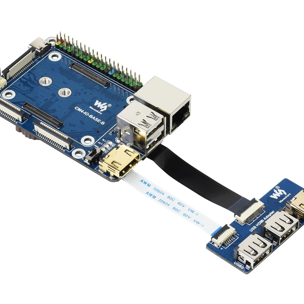 

Waveshare CM4-IO-BASE-B + USB HDMI Adapter, for Raspberry Pi Compute Module 4