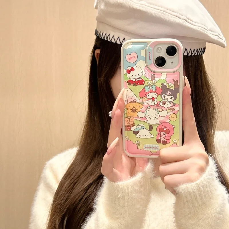 

Kawaii Sanrio Anime Hello Kitty Cinnamoroll Cute Cartoon Pattern Tpu Anti Drop Iphone15 14 13promax Phone Cover Girls Gifts
