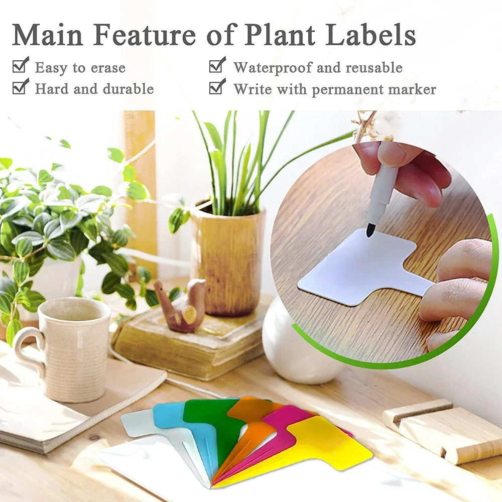 30Pcs T-Shape Plastic Waterproof Garden Labels for Plants Markers Garden Tools 10CM With Pen garden labels