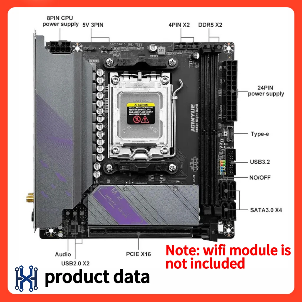 100% new JGINYUE B650i Motherboard AM5 mini ITX supports Ryzen