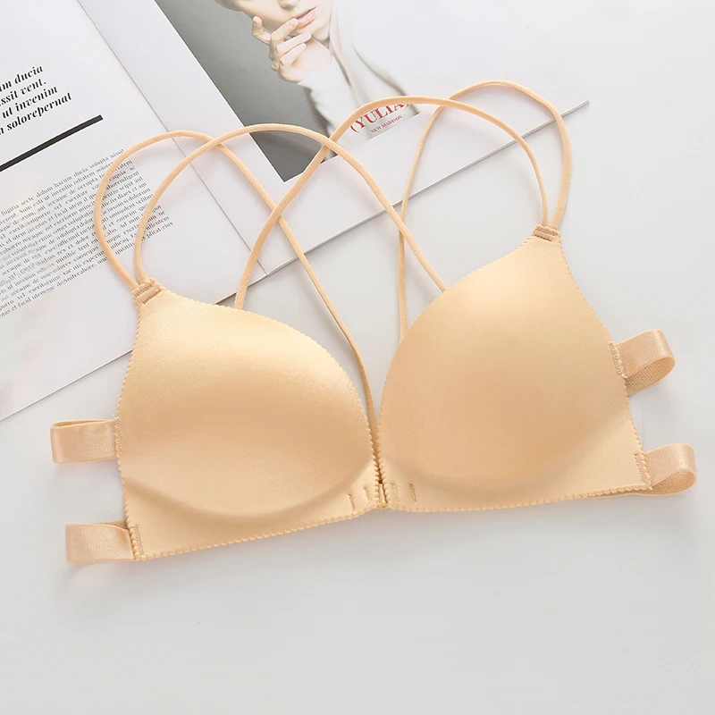 Beautiful Back Front Buckle Underwear Women's Small Breasts Gather Seamless  No Steel Ring To Close Breasts Breathable Bra Thin - AliExpress