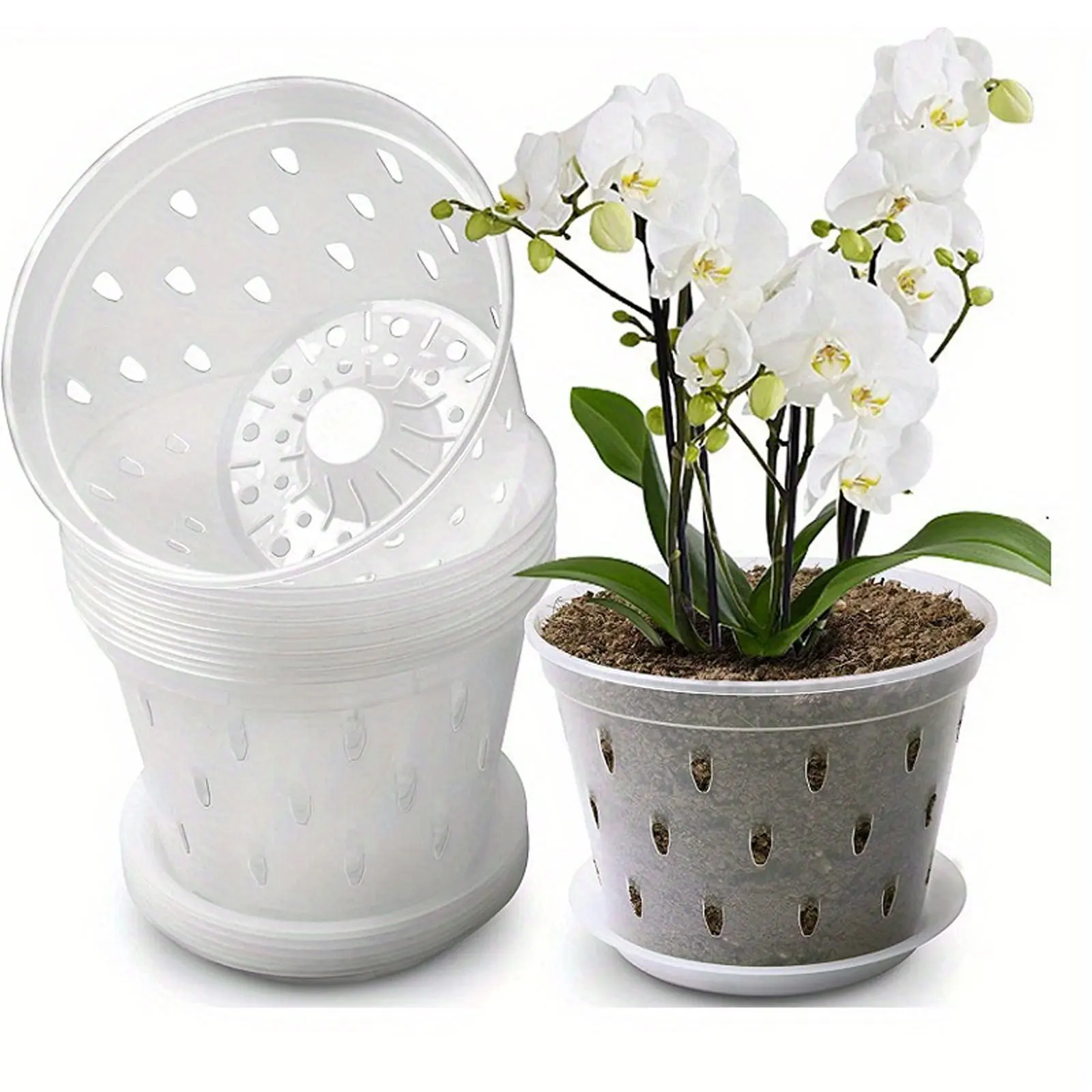 14cm Root Control Transparent Flower Pot For Phalaenopsis Orchid Cattleya Planting With Stomata Flower Pot For Home Garden