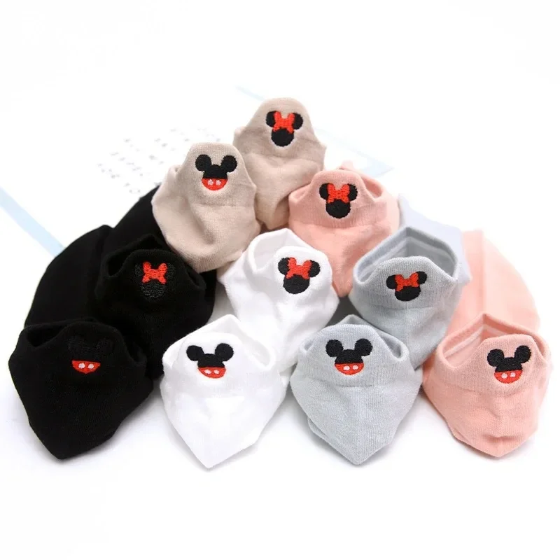 

New Disney Mickey Minnie Woman Socks Spring Summer Short Socks Cute Short Socks For Girls Cotton Animal Korea Women Sports Socks