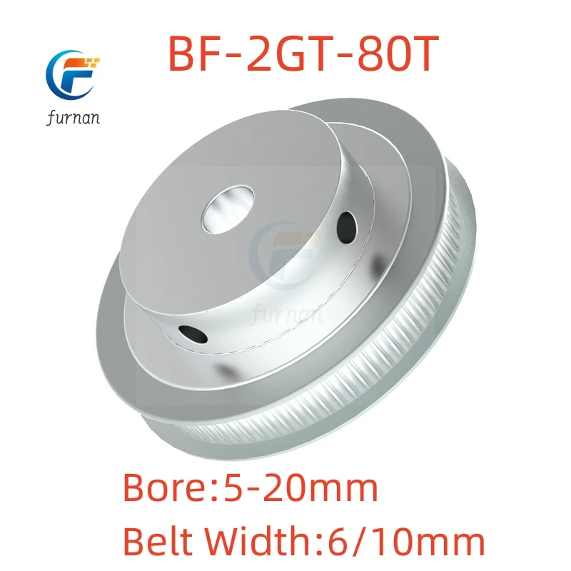 

80T 2GT Timing Pulley Bore 5~20mm for Width 6/10mm GT2 Synchronous Belt 3D Printer CNC Parts BF Type Pitch 2mm