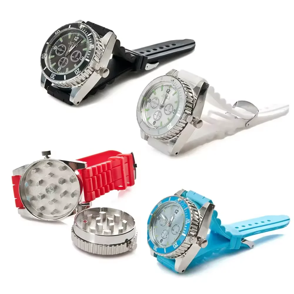 Portable Dry Herb Grinders for Smoking 40mm Watch Dial Mill Zinc Alloy Tobacco Herbal Grass Crusher Grinder Smoke Accessories