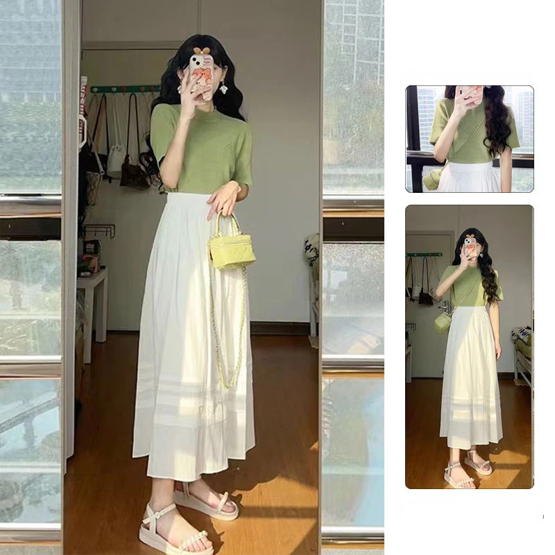 

Mori Korean Version of The Sweet and Simple Fashionable Half-body Skirt Set 2023 Early Spring Wear Two-piece