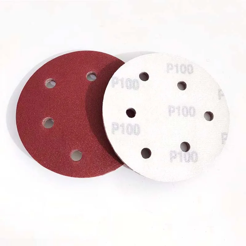 ATPRO 5인치 6홀 건식 사포, 플로킹 사포가 포함된 공압식 디스크 샌더, 125mm 플로킹 자가 접착 디스크 사포.
