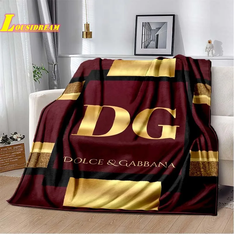 D-Dolce & Gabbana-G printed blanket DG sofa bedroom bed decoration soft flannel blanket camping quilt fashion birthday gift