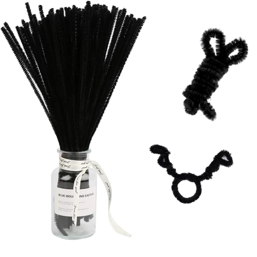 Pipe Cleaners, 300pcs Pipe Cleaners Black, 11.8 Ins Cleaners Craft, Chenille Stems, Great for DIY Arts and Crafts Projects
