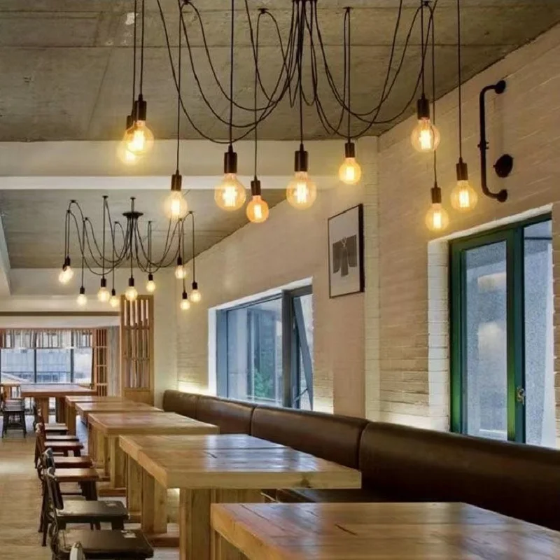 Spider Chandelier E27 LED Pendant Lights Retro Vintage Bar Restaurant Dining Room Lighting Fixture