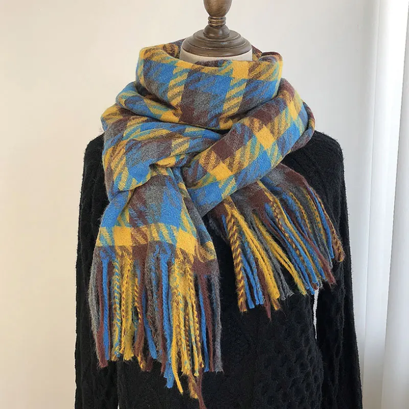 

New Fashion Design Scarf Winter With Tassels Warm Cashmere Long Foulard Female Scarves Women Winter Thickened Shawls And Wraps