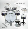 Fashion Large Children Music Jazz Drums Set ( 6 drums + 2 cymbals ) Thickened Eardrum Drum Score Seat Children percussion toys 3