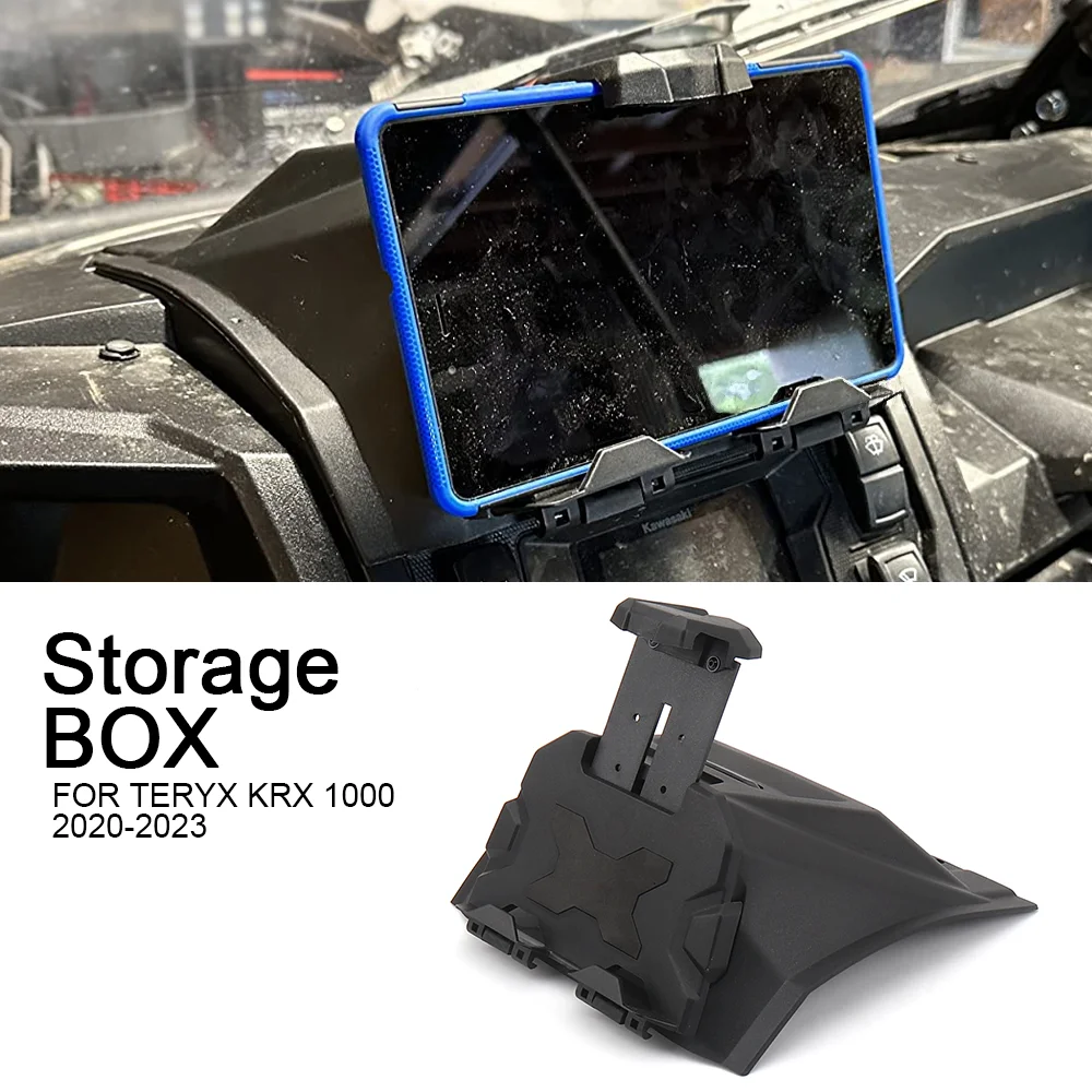 

Electronic Device Phone GPS Holder Mounts For Kawasaki Teryx TERYX KRX 1000 2020-2023 Tablet Holder With Storage Box Black