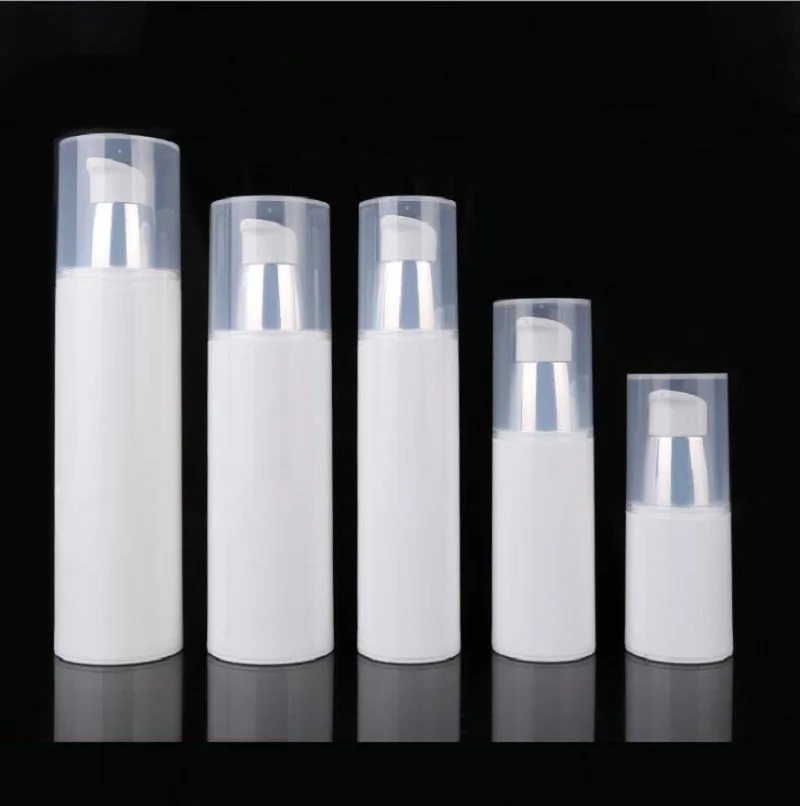 

30ML white plastic airless bottle silver pump serum lotion/emulsion/foundation essence liquid toner balance Cosmetic Packaging