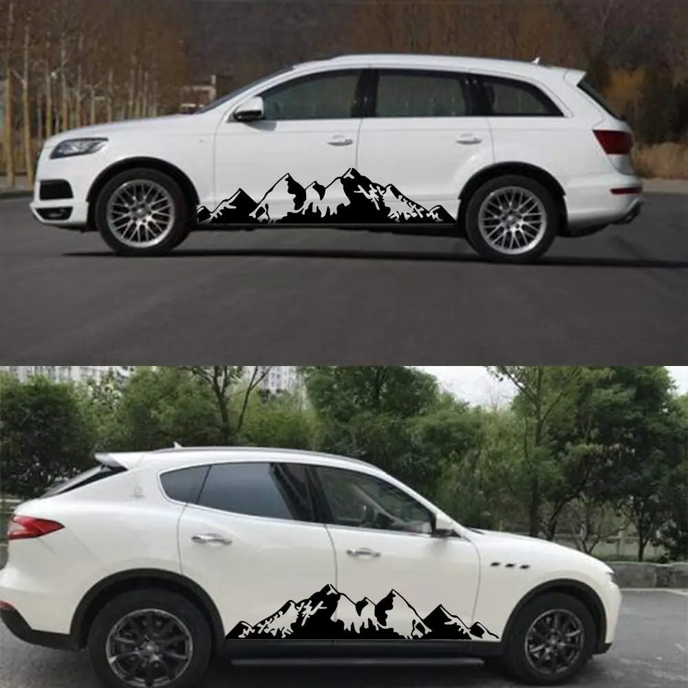 자동차 범용 SUV 사이드 바디 스티커, 마운틴 데칼 스티커, 자동차, 포드, SUV, 지프 랭글러 장식, 2 개