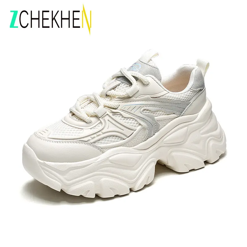 

Women White Sneakers Fashion Flat Platform Shoes Cow Suede Round Toe Casual Sneakers Women's Flat Shoes