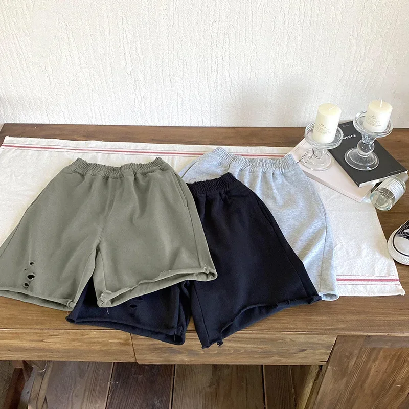어린이 찢어진 반바지, 온라인 적조 반바지, 10 대 , 2023 여름 신상